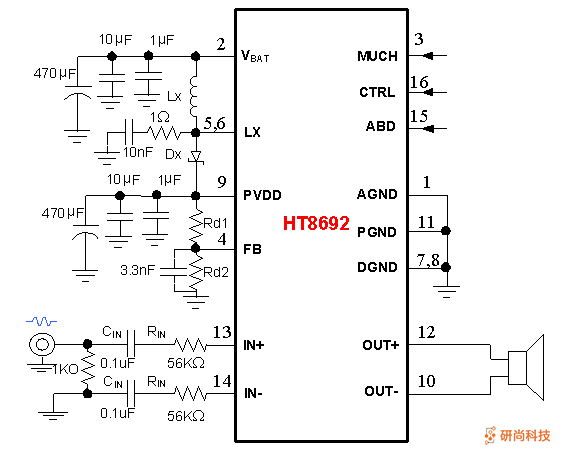 禾润内置升压音频功放：HT8692(图3)